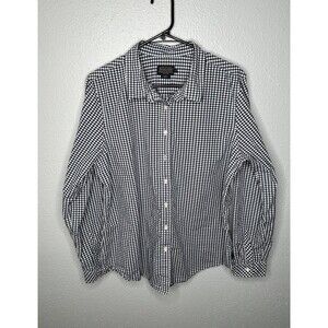 Pendleton Womens Size XL Long Sleeve Black Gingham Plaid Button Down Flannel Top